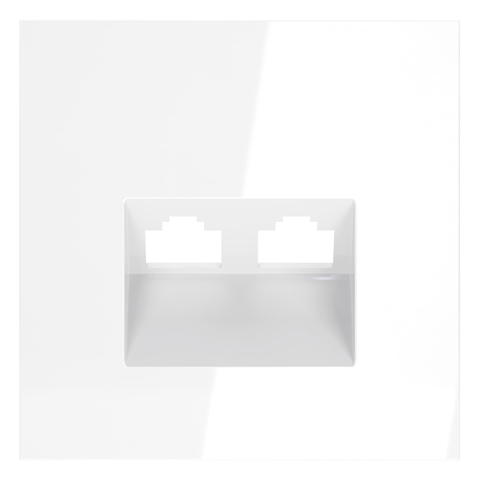 Накладка для розетки компьютерной двойной RJ45+RJ45 кат.6, S70 (белый глянцевый), цвет Белый глянцевый, изображение 1 из 9