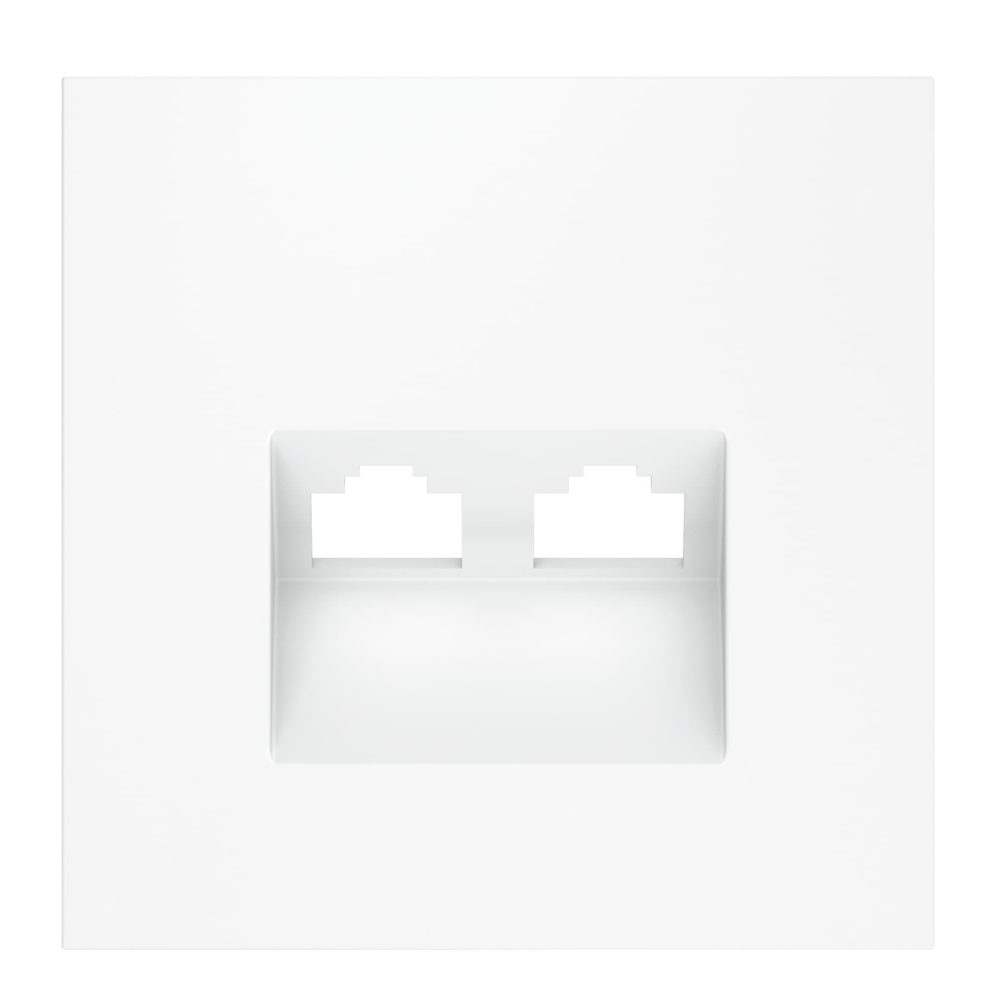 Накладка для розетки компьютерной двойной RJ45+RJ45 кат.6, S70 (белый матовый), цвет Белый матовый, изображение 1 из 9
