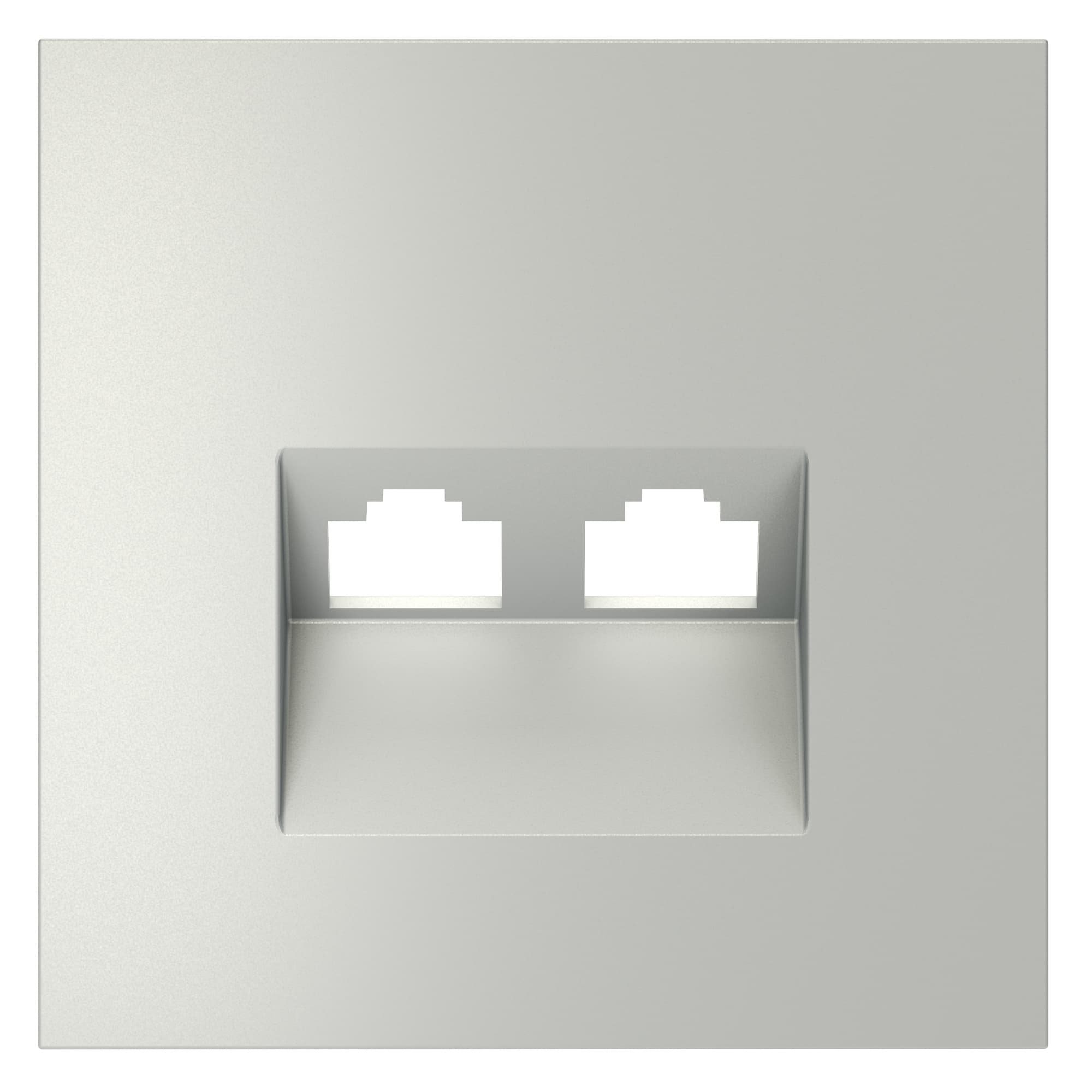Накладка для розетки компьютерной двойной RJ45+RJ45 кат.6, S70 (сталь), цвет Сталь, изображение 1 из 7